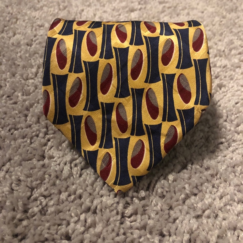 Tom Jones innocenti paisley tie gold blue